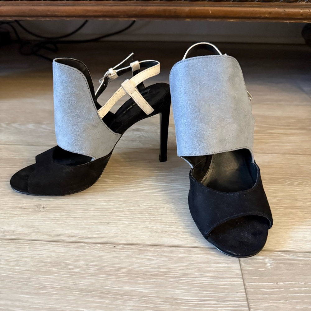 VIRAL SOLD OUT Zara Basic Black and Gray High Heel stiletto pumps leather block - Picture 3 of 10